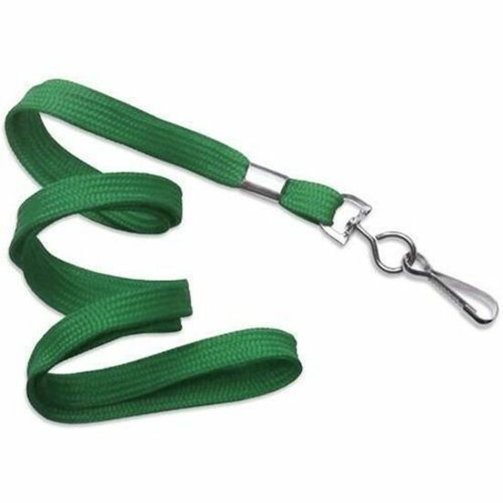 GREEN, 3/8IN, FLAT WOVEN NYLON LANYARD W