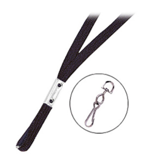 BLACK, 3/8IN, FLAT WOVEN NYLON LANYARD W