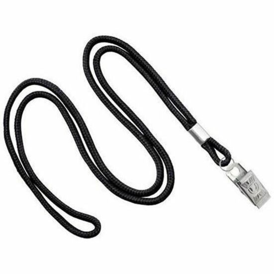 BLACK, ROUND WOVEN LANYARD W/NICKEL PLAT