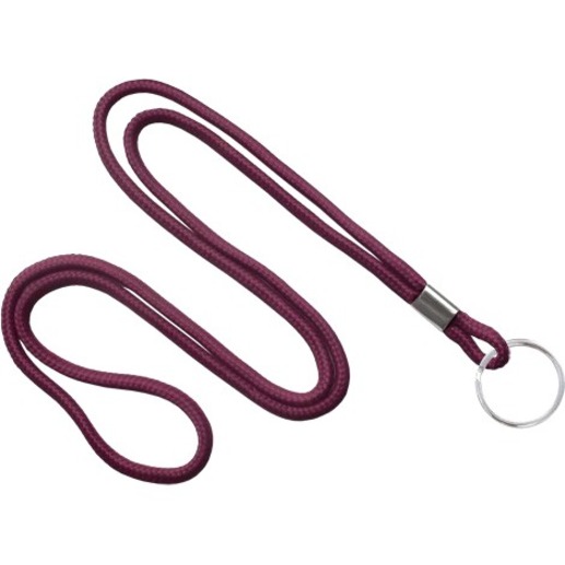 MAROON, ROUND WOVEN NYLON LANYARD W/NICK