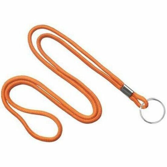 ORANGE, ROUND WOVEN NYLON LANYARD W/NICK