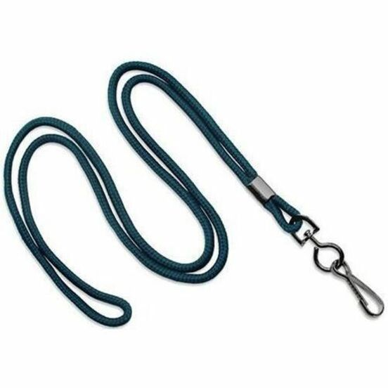 TEAL, ROUND WOVEN NYLON LANYARD W/BLACK-