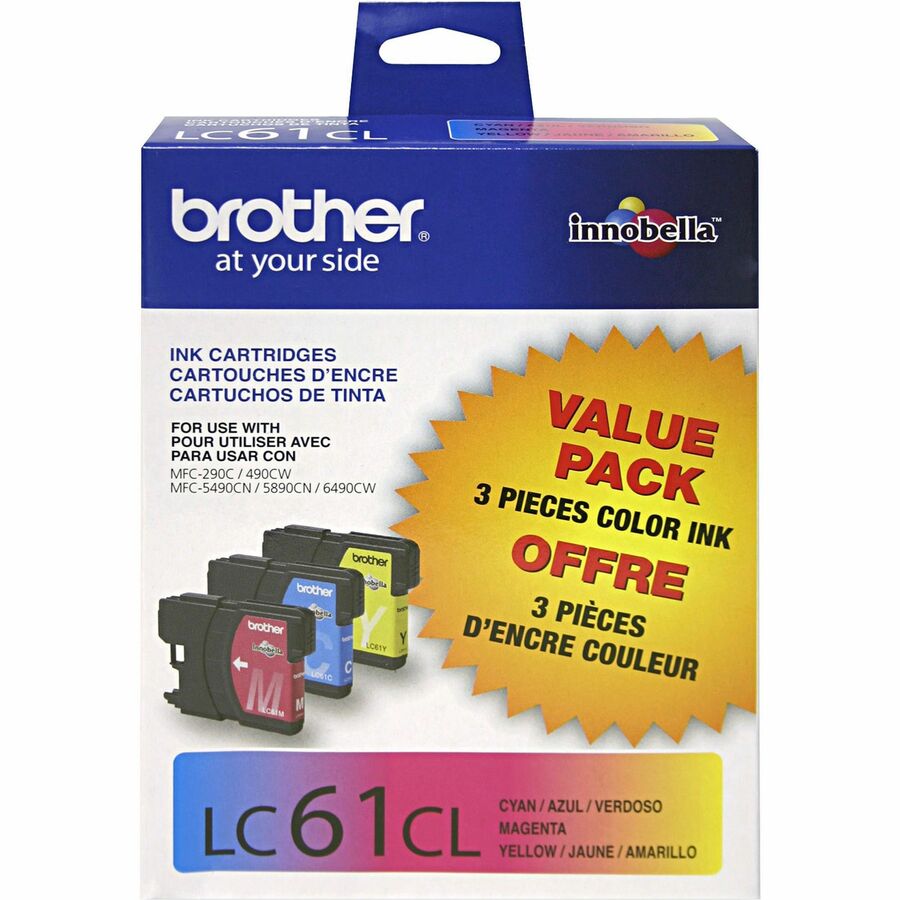 BROTHER LC-61 Tri-Color Ink Cartridges (LC613PKS)