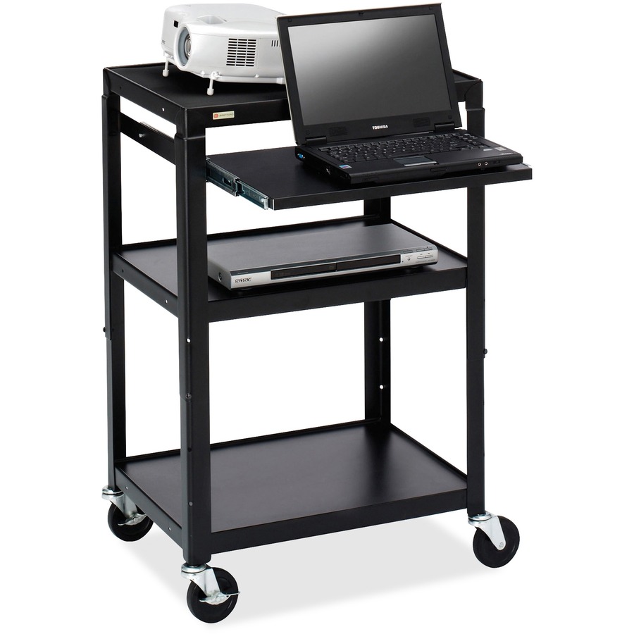 AV CART W/SLIDE OUT NOTEBOOK SHELF, ADJUSTABLE HEIGHT, 24W X 18D X 27-43H, WELDE