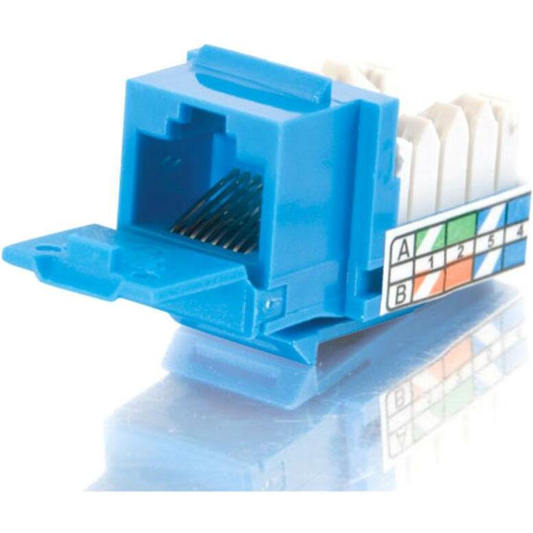 CAT5E 90 KEYSTONE JACK BLUE, DESIGNED FOR STANDARD KEYSTONE AND ANGLED MULTIMEDI