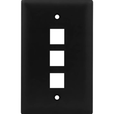 1G WALL PLATE 3-PORT BK (M10)