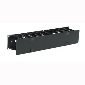 HORIZONTAL CABLE MANAGER, 2U SINGLE SIDE WITH COVER
