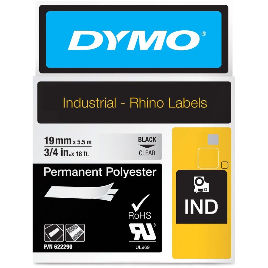 NEWELL-DYMO RHINO 3/4IN (19MM) CLEAR PERMANENT POLY LABEL