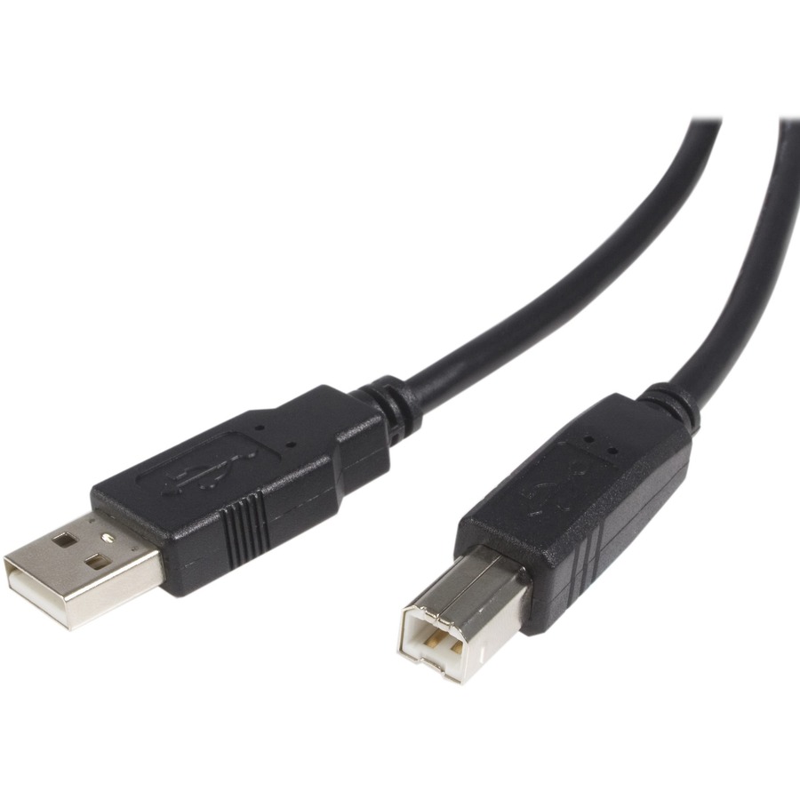 THIS 3FT USB CABLE FEATURES ONE USB A MALE CONNECTOR AND ONE USB B MALE CONNECTO