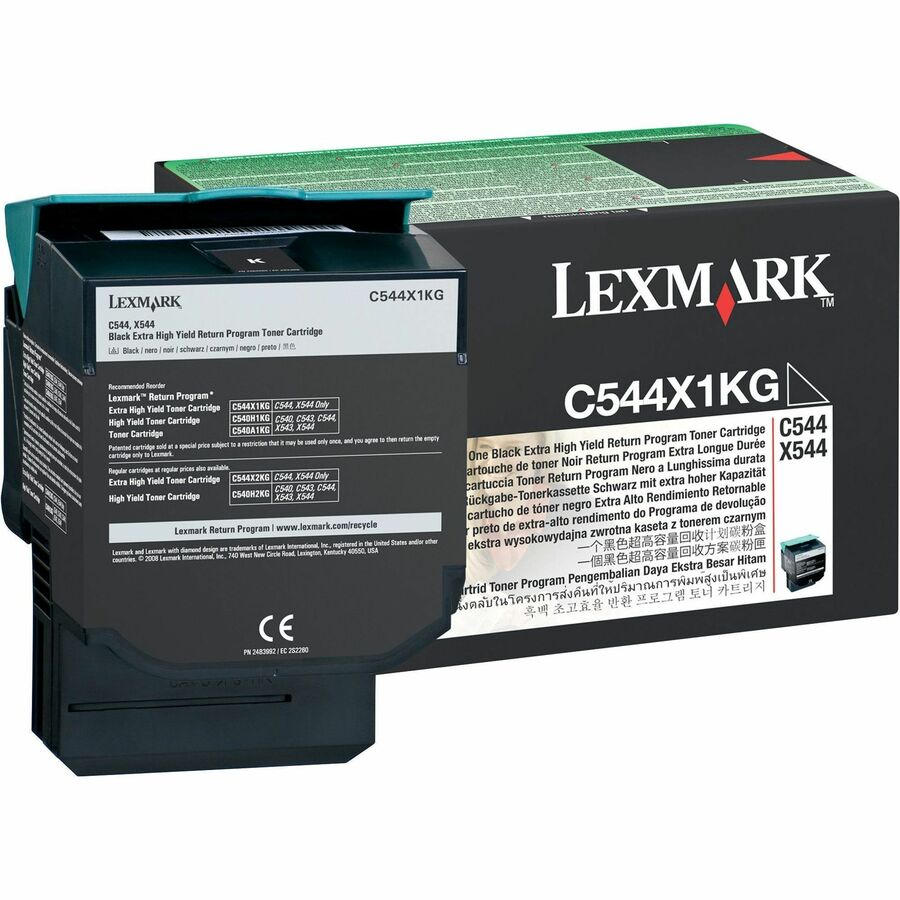 Lexmark C544X1KG Extra High Yield Black Toner Cartridge | For X544/C544 Series Printers  | 6,000 Pages | (C544X1KG)