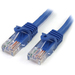 StarTech.com 50 ft Blue Snagless Cat5e UTP Patch Cable - Category 5e - 50 ft - 1 x RJ-45 Male Network - 1 x RJ-45 Male Network - Blue