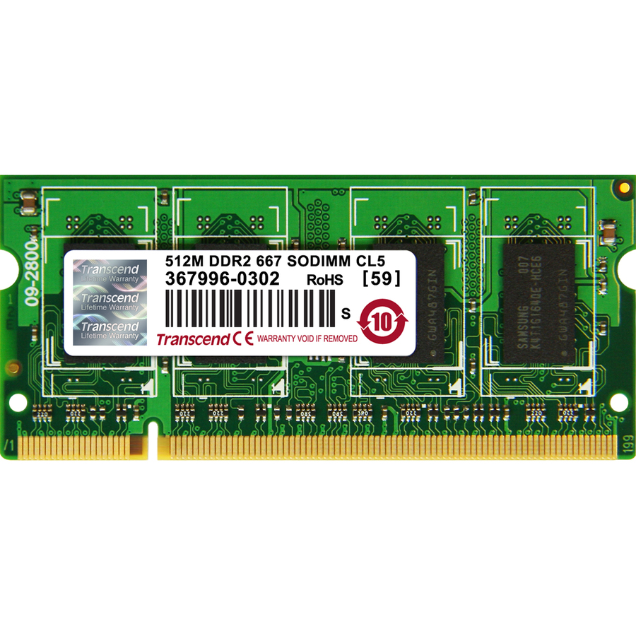 TRANSCEND MEMORY 512MB DDR2 667 MHZ (PC2 5300)NON-ECC, NON-REGISTERED SO-DIMM, 2