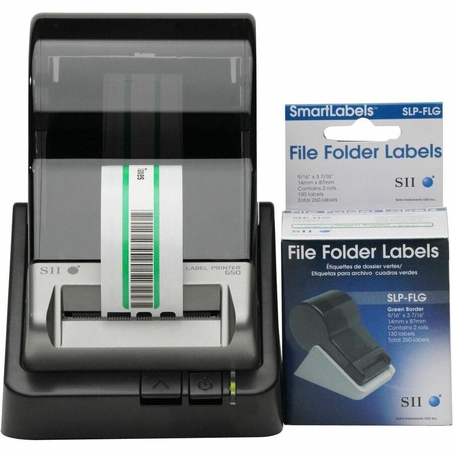 SEIKO SLP-FLB WHITE/GREEN FILE FOLDER LABELS - DESIGNED PERFECTLY FOR LABELING F