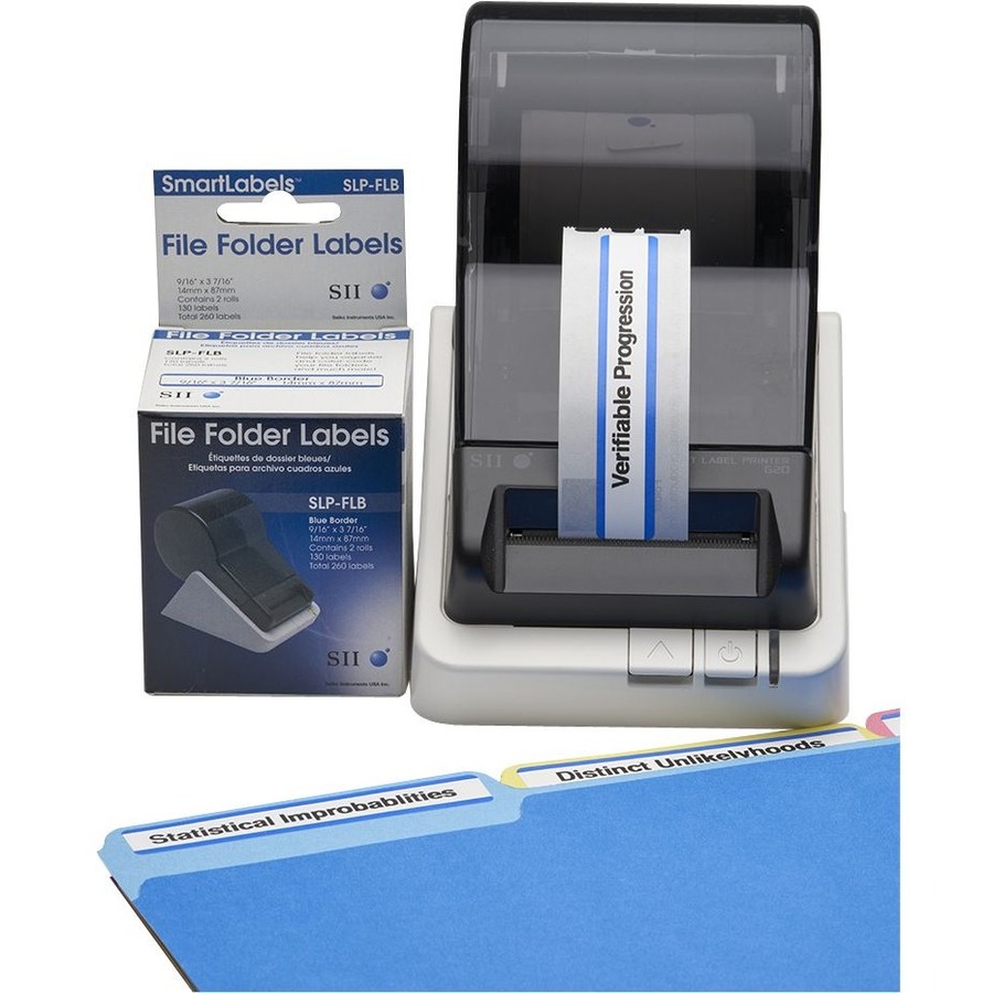 SEIKO SLP-FLB WHITE/BLUE FILE FOLDER LABELS - DESIGNED PERFECTLY FOR LABELING FO