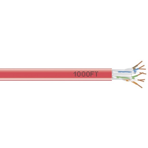 CAT6 550-MHZ SOLID ETHERNET BULK CABLE - UNSHIELDED (UTP), CMR PVC, RED, 1000-FT