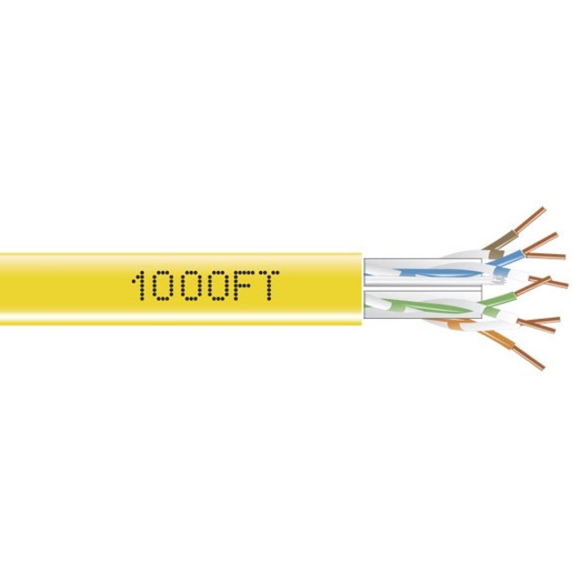 CAT6 550-MHZ SOLID ETHERNET BULK CABLE - UNSHIELDED (UTP), CMR PVC, YELLOW, 1000