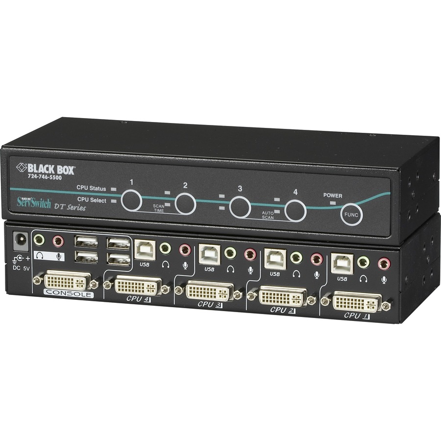DESKTOP KVM SWITCH - DVI-I WITH TRANSPARENT USB 2.0, AUDIO, 4-PORT