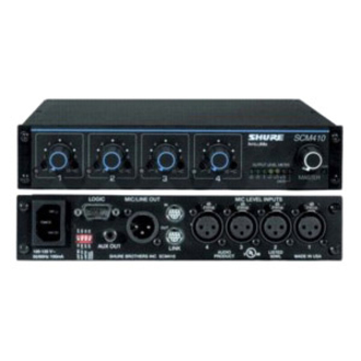 FOUR-CHANNEL AUTOMATIC MICROPHONE MIXER (110V) WITH LOGIC CONTROL AND EQ PER CHA
