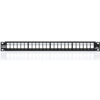 24-PORT PANEL UNLOADED STP QUICKPORT W. WIRE MGMT BAR BLACK 1U