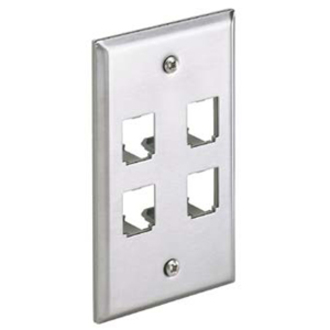 FACEPLATE 4PT SGL GANG STAINLESS STEEL