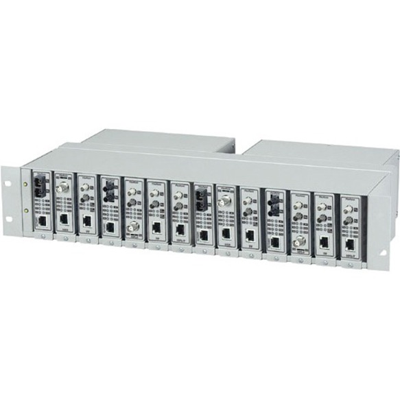 MEDIA CONVERTER CHASSIS - 14-SLOT, RACKMOUNT, DUAL AC POWER SUPPLY