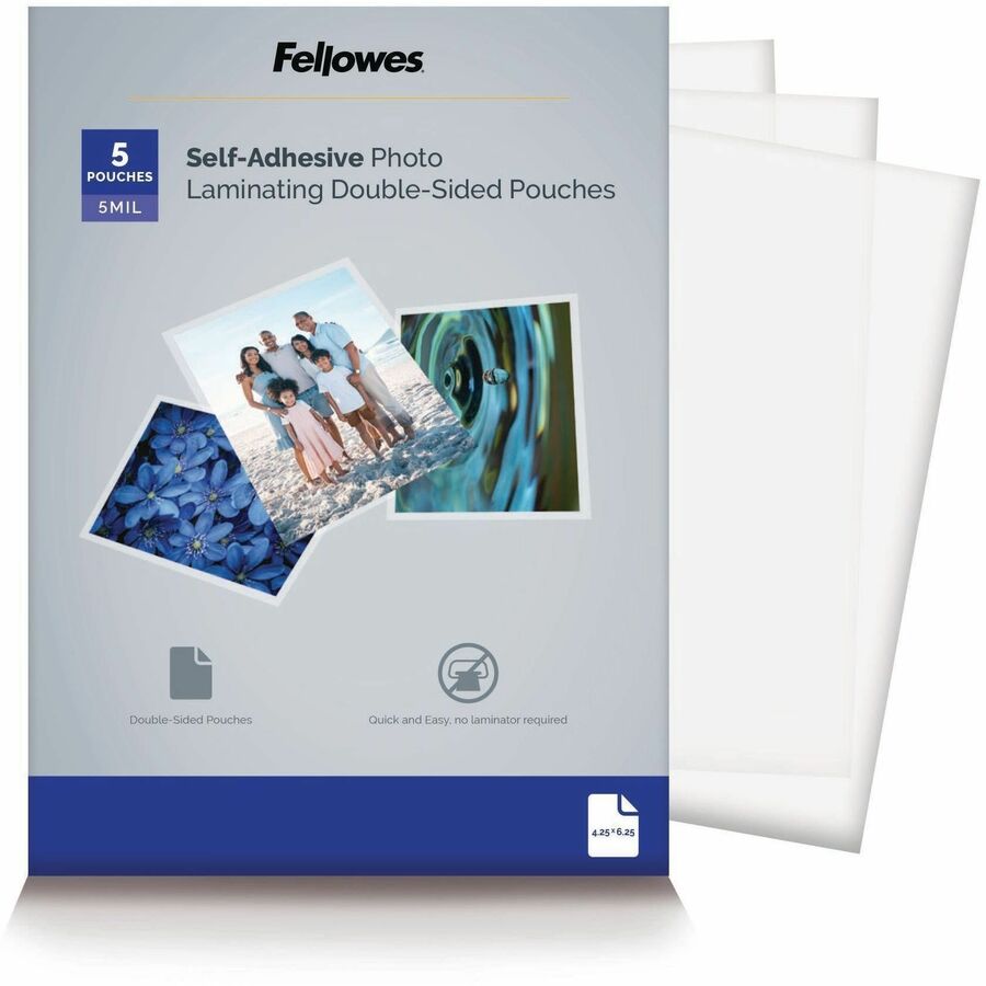 Fellowes 5220401 Self-Adhesive Photo Pouches 5 Mil 5 Pack | Cold