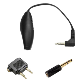ADAPTER KIT INCLUDES AIRLINE ADAPTER, VOLUME CONTROL AND 1/4 (6.5 MM) ADAPTER