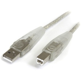 StarTech USB 2.0 Cable Type A Male To Type B Male 15ft Transparent (USB2HAB15T)