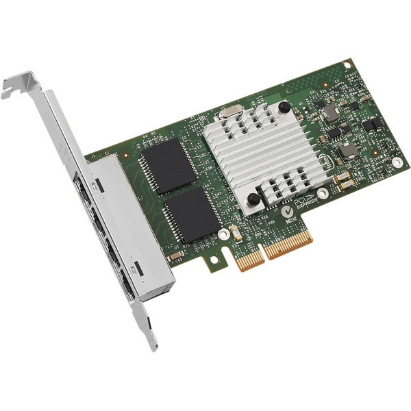 Intel Quad-Port I340-T4 Server Ethernet Controller - 4x 1000Base-T RJ45, Retail Pack (E1G44HT) - Includes Full-height bracket, PCIe x4 Low Profile