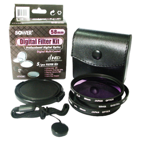 nsemble de filtres numériques Bower 52 mm | Filtres ND4, UV et CP | Capuchon, attache-capuchon et étui de transport inclus