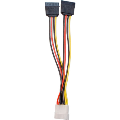 6IN MOLEX 4-PIN MALE TO 2X 15-PIN SATA P
