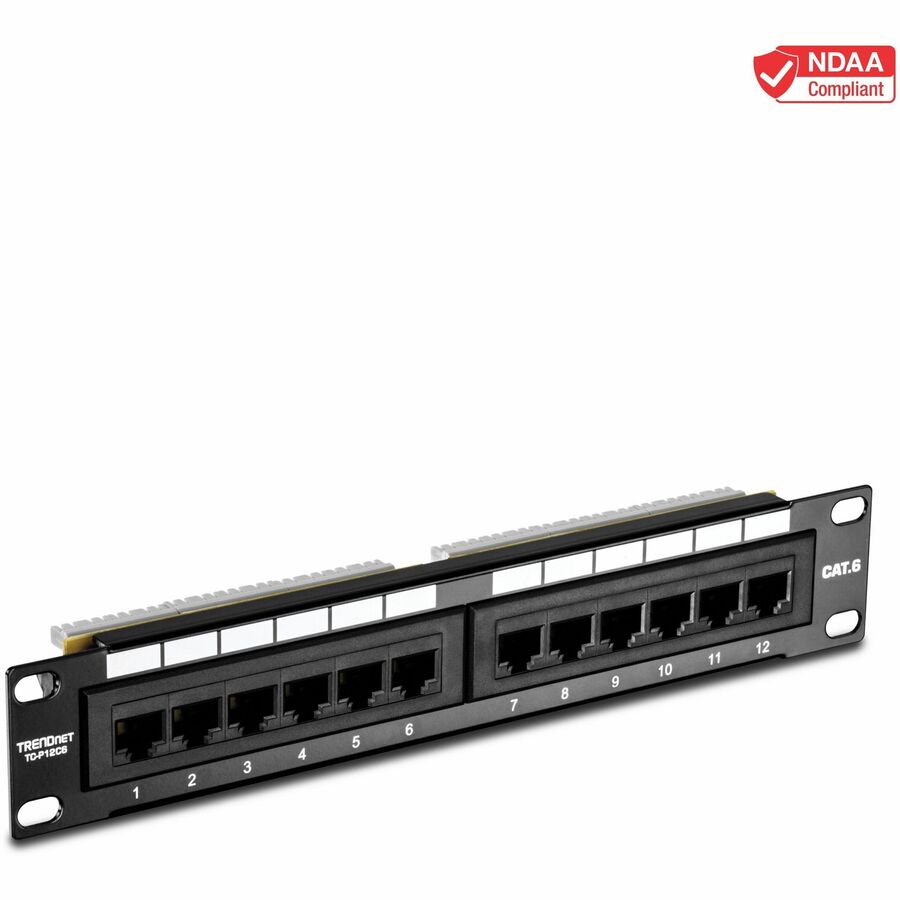 12-PORT CAT. 6 UNSHIELDED PATCH PANEL (10IN WIDE)