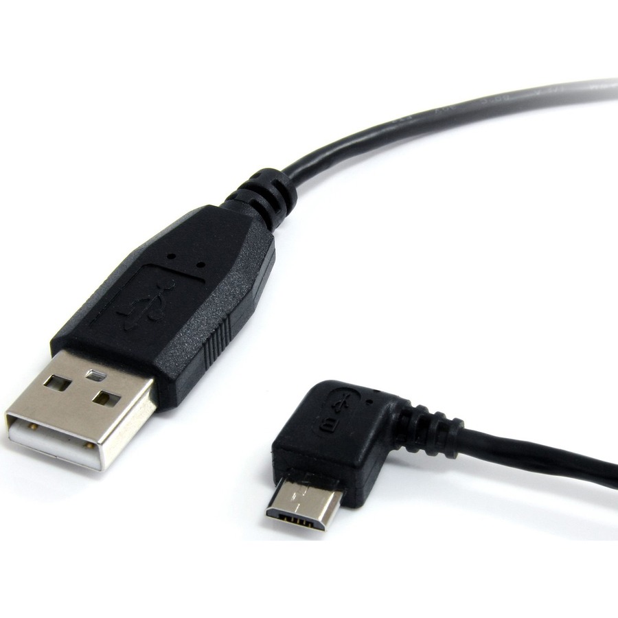 STARTECH Micro USB Cable - A to Left Angle Micro B M/M (Black) - 1ft. (UUSBHAUB1LA)