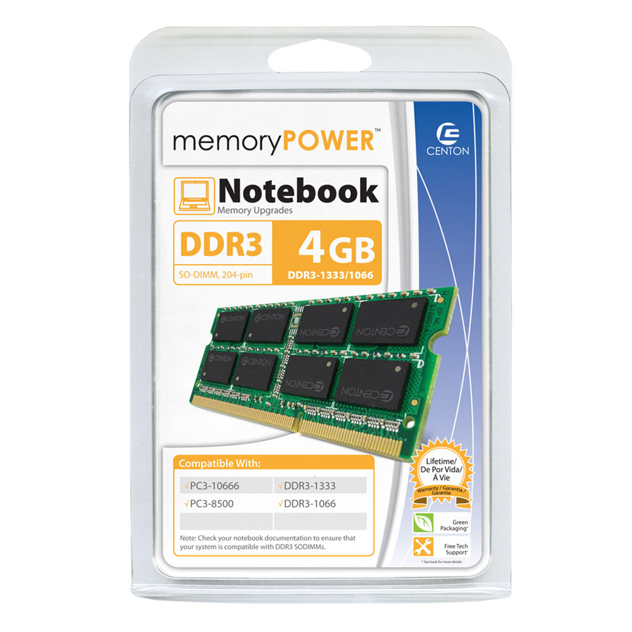 CENTON 4GB PC3-10600 (1333MT/S) 204 PIN DDR3 SODIMM