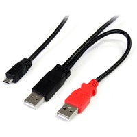 STARTECH USB Y Cable for External Hard Drive - Dual USB A to Micro B - 1ft.(USB2HAUBY1)