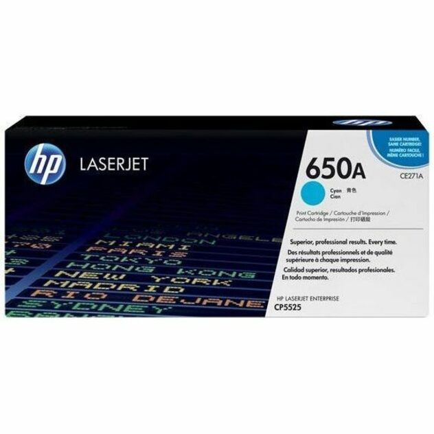 HP 650A (CE271A) Original Laser Toner Cartridge - Single Pack - Cyan - 1 Each