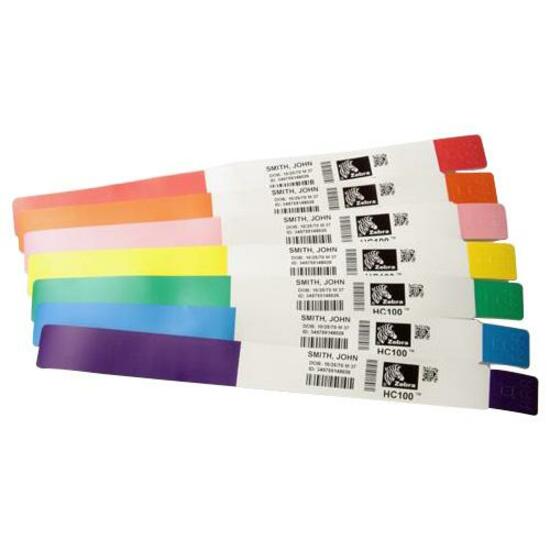 Wristband, Polypropylene, 1x10in (25.4x254mm); Direct Thermal, Z-Band Splash, Adhesive Closure, 1in (25.4mm) Core, 350/Roll, 4/Box, Red