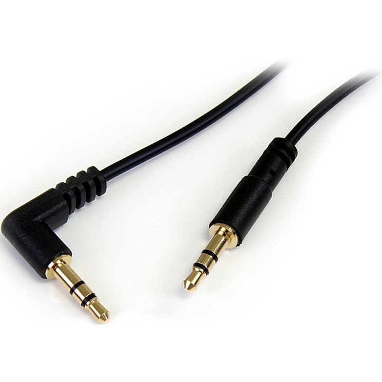 StarTech (MU1MMSRA) - Câble audio stéréo mince à angle droit de 3,5 mm - 1  pi - Noir