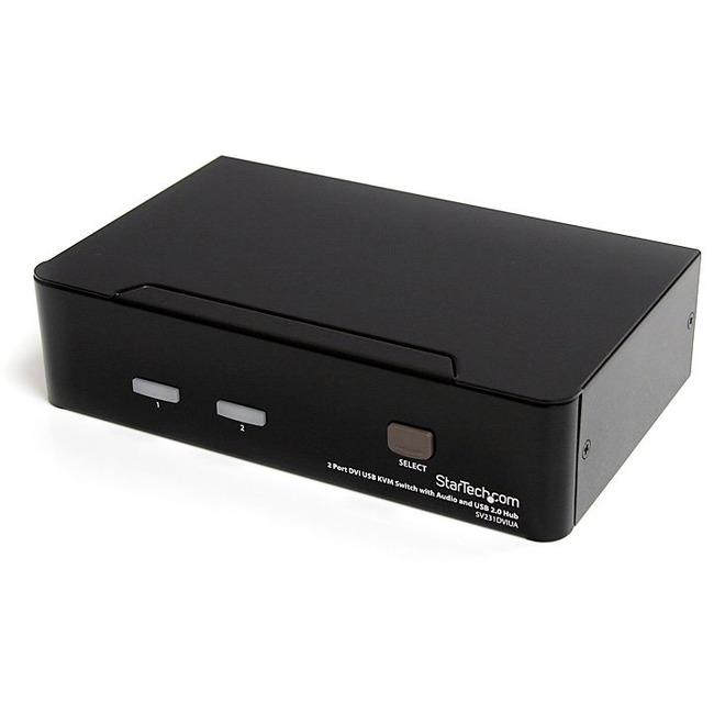 2 Port DVI + USB KVM Switch with Audio - KVM switch - USB 2.0 Hub - 2 ports - 1 local user - 1U