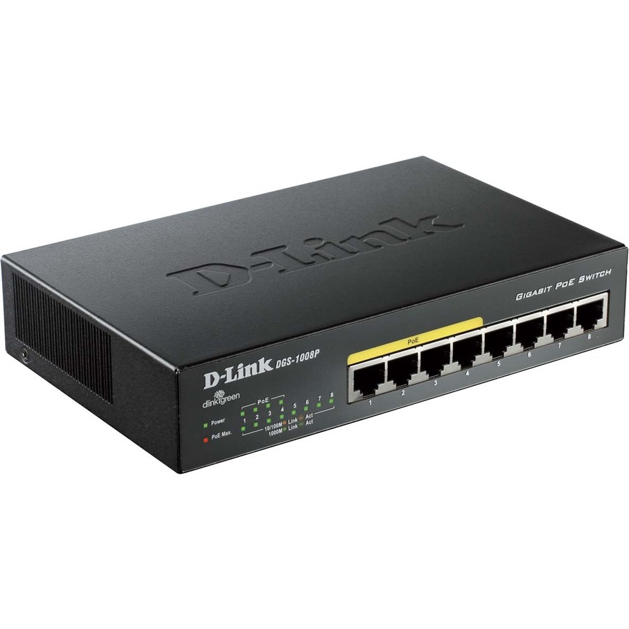 D-Link Business (DGS-1008P) - Commutateur Gigabit PoE à 8 ports | châssis métallique