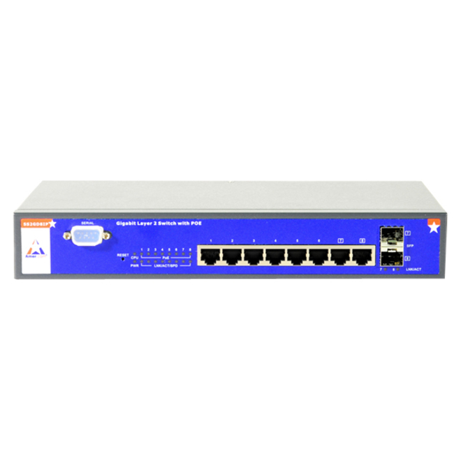 8 PORT 10/100/1000MBPS POE SWITCH CONSISTING OF 6 PORT 10/100/1000MBPS + 2 COMBO