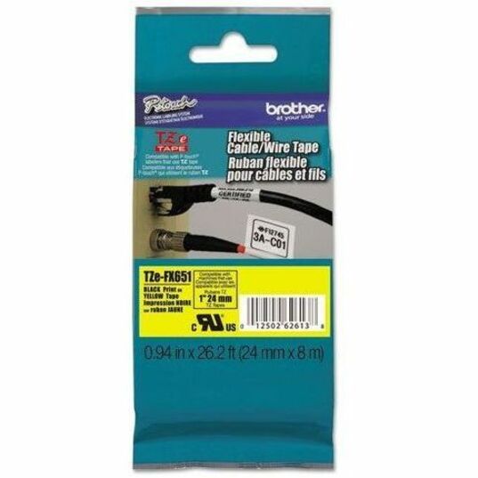 Brother TZeFX651 - Ruban flexible - noir sur jaune - Rouleau (2,4 cm) - 1 rouleau(x)