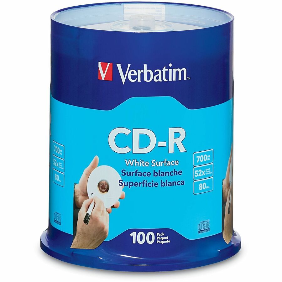 VERBATIM - CD-R - 700 MB - 52X (MAX) - 5.25INCH - WHITE - SPINDLE - STORAGE MEDI