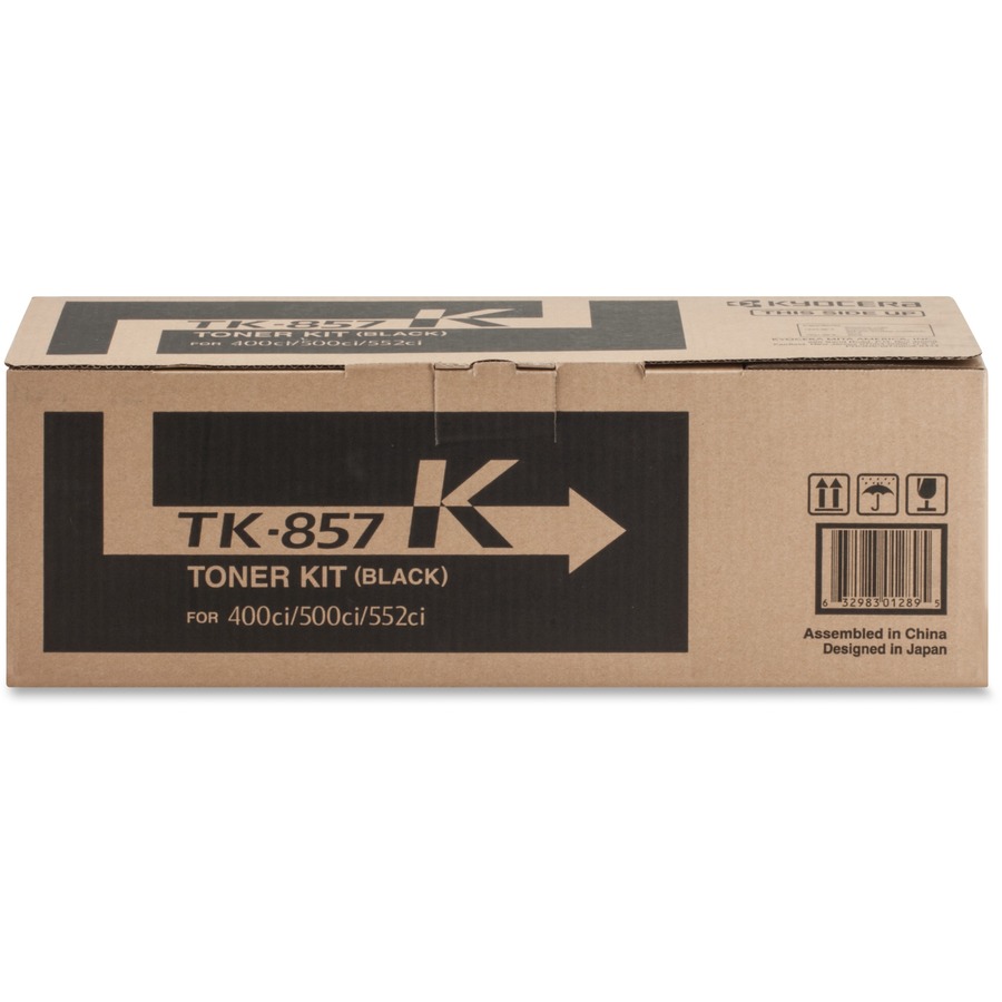 KYOCERA TK-857K BLACK TONER CARTRIDGE AND 2 WASTE CONTAINERS FOR USE IN TASKALFA