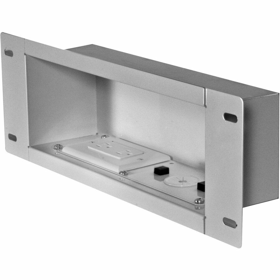 RECESSED CABLE MANAGEMENTAND POWER STORAGE ACCESSORY BOX WITH SURGE PROTECTED DU