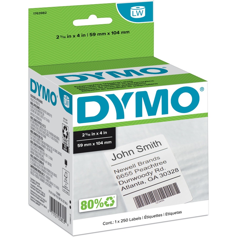 POLY, WHITE LABEL 2 5/16IN X 4IN, 250 PER ROLL, 1 ROLL PER BOX