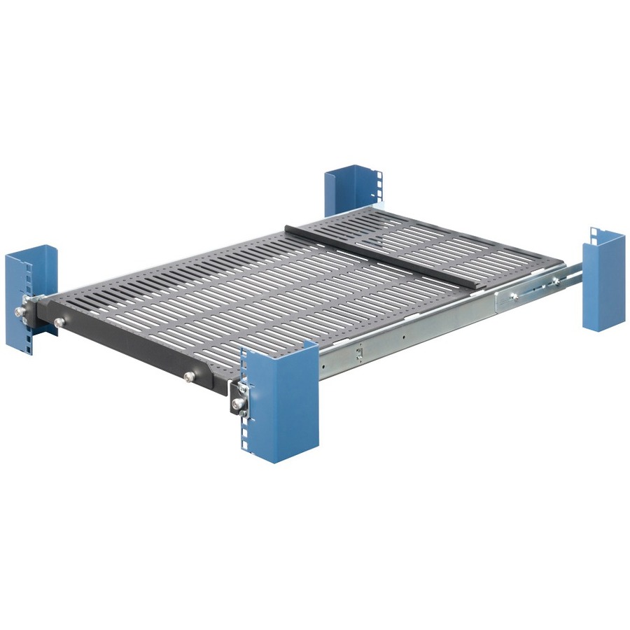 4POST SLIDING EQUIPMENT SHELF, BLACK, 95 LB WEIGHT CAPACITY, MOUNTING DEPTH OF 1