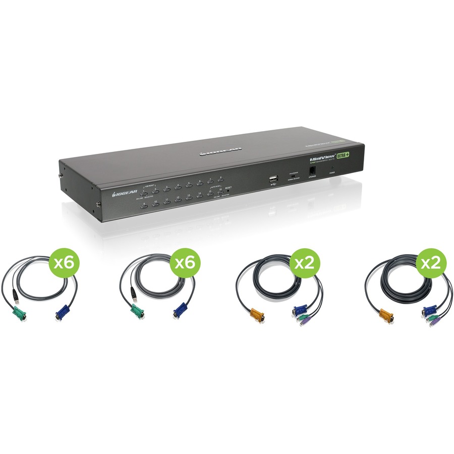 16 PORT KVM SWITCH WITH USB AND PS/2 CABLES (TAA) INCLUDES 12 USB CABLES AND 4 P