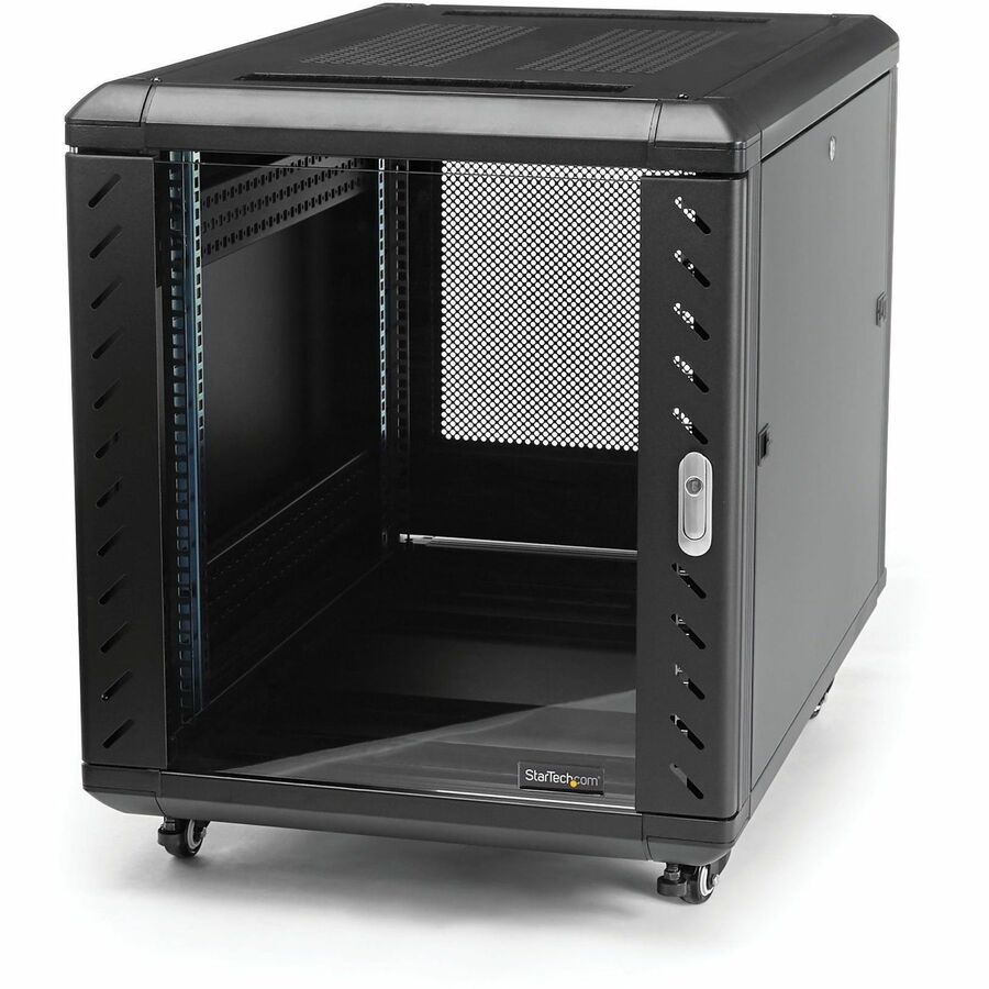 4-POST 12U SERVER RACK CABINET, LOCKABLE 19IN DATA RACK CABINET FOR COMPUTER / A