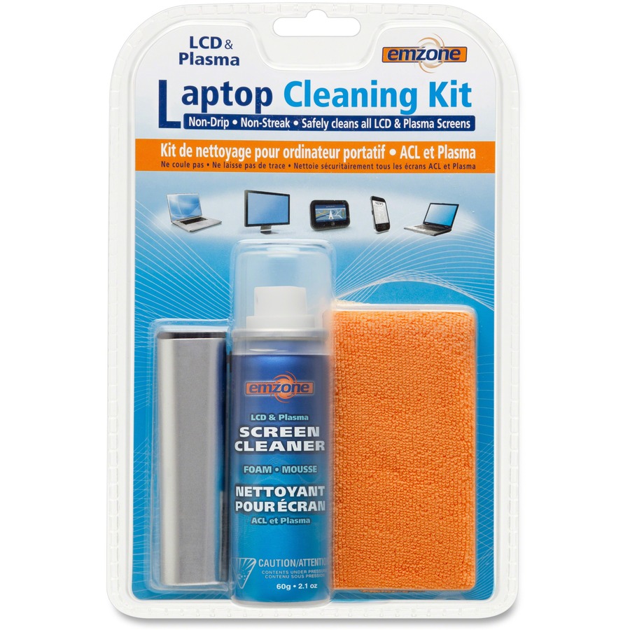 Kit de nettoyage pour ordinateur portable EMZONE (spray, chiffon et brosse) (47076)